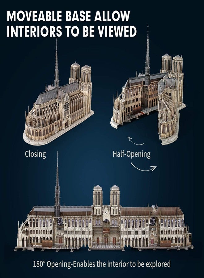CubicFun 3D Puzzle for Adults Moveable Notre Dame de Paris Church Model Kits Large Challenge French Cathedral Brain Teaser Architecture Building, 293 Pieces Christmas Decorations - Image 4